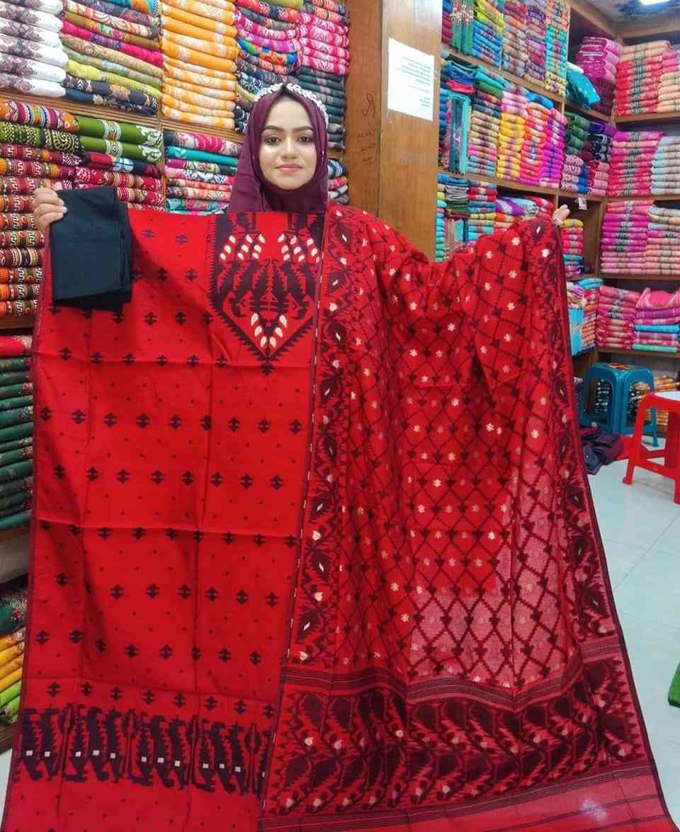 অরিজিনাল মিনাকারি জামদানী থ্রি পিছ